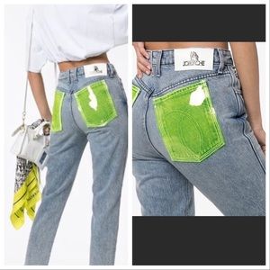 New With Tags Jordache Green PVC POCKET HIGH RISE VINTAGE CROP Jeans Size 27